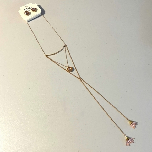 MIA Jewelry - Mia Studio Boho Light Pink Gemstone & Beaded Necklace & Earring Matching Set